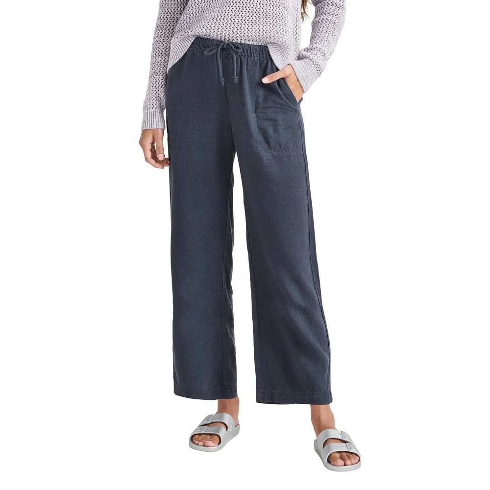Splendid Angie Cropped Wide Leg Pants Linen Blend Womens XL Navy Coastal Resort